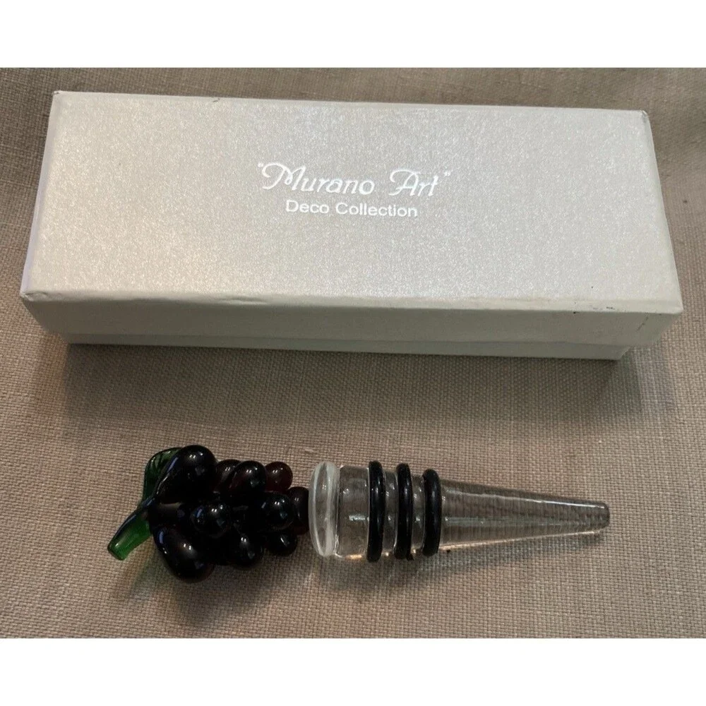 Murano Art Stunning Hand Blown Grapes Glass Wine Bottle Stopper New